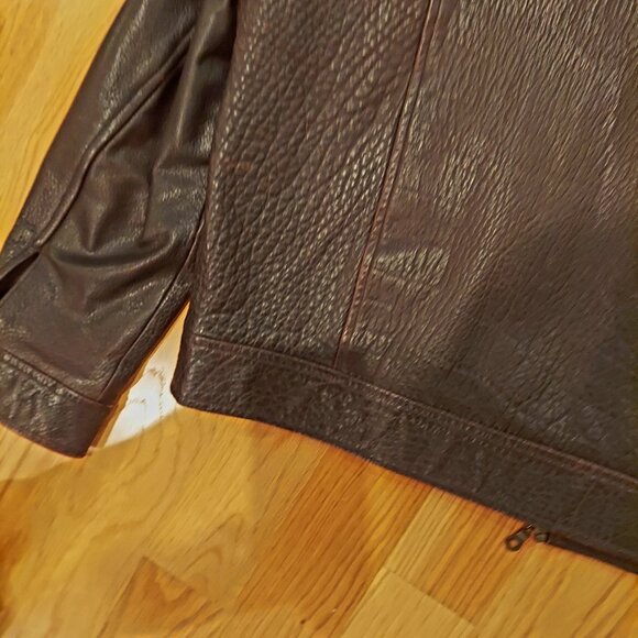 Brown Wilson Leather Distress Women's Form Fitting Bomber Moto Jacket - Picture 7 of 11